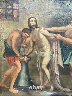 Ancient Seventeenth Century Painting The Arrestation Of Christ Oil On Canvas To Restore