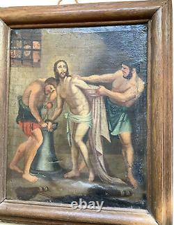 Ancient Seventeenth Century Painting The Arrestation Of Christ Oil On Canvas To Restore