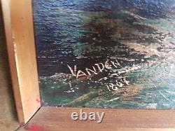 Ancient Spanish Caravella Oil Painting On Canvas Signed And Dated