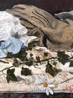 Ancient Table, Japanese Vase with Flowers, Oil on Canvas 19th Century
