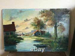 Ancient Table Oil On Canvas To Be Defined (xxe-s) River Edge Village