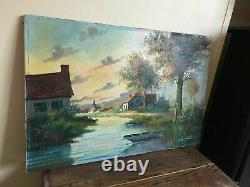 Ancient Table Oil On Canvas To Be Defined (xxe-s) River Edge Village