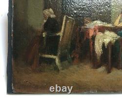 Ancient Table, Oil On Fine Cardboard, Indoor Scene, Late 19th Century