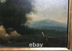 Ancient Table, Oil On Panel, Animated Landscape, 19th Or Earlier