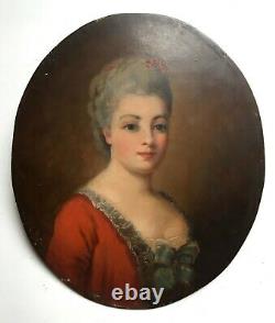 Ancient Table, Oil On Panel, Quality Lady Portrait, 19th Or Earlier