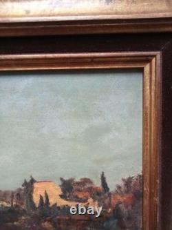 Ancient Table Orientalist Landscape 19th Century Oil on Parquet Panel