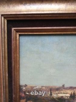 Ancient Table Orientalist Landscape 19th Century Oil on Parquet Panel