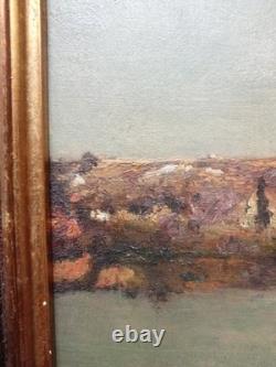 Ancient Table Orientalist Landscape 19th Century Oil on Parquet Panel