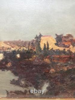 Ancient Table Orientalist Landscape 19th Century Oil on Parquet Panel