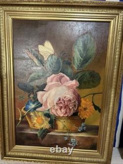 Ancient Table Watercolor on Canvas Signed by Artist Coté