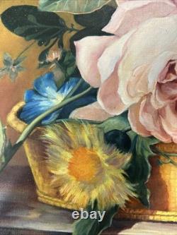 Ancient Table Watercolor on Canvas Signed by Artist Coté