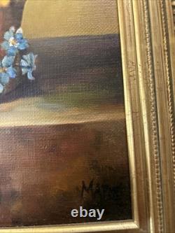 Ancient Table Watercolor on Canvas Signed by Artist Coté