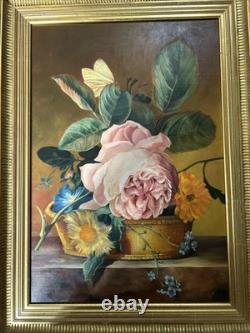 Ancient Table Watercolor on Canvas Signed by Artist Coté