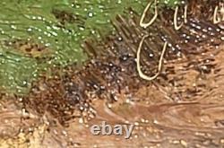 Ancient Tableau. French School. Animated Landscape Oil Painting on Canvas