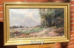 Ancient Tableau. French School. Animated Landscape Oil Painting on Canvas