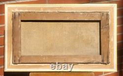 Ancient Tableau. French School. Animated Landscape Oil Painting on Canvas