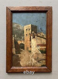 Ancient Tableau, Moorish Village, Oil on Panel, Painting, 19th Century