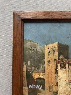 Ancient Tableau, Moorish Village, Oil on Panel, Painting, 19th Century