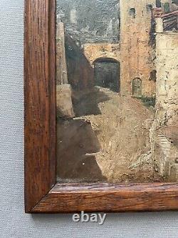 Ancient Tableau, Moorish Village, Oil on Panel, Painting, 19th Century