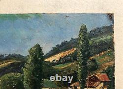 Ancient Tableau Signed J. Faure, Dated 1913, Summer Landscape, Oil on Cardboard 20th Century