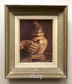 Ancient Tableau Signed Schmitt, Framed, The Potter's Hand, Oil on cardboard, 20th century