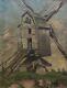 Ancient Tableau Signed And Dated 1913, Windmill, Oil On Canvas, Early 20th Century