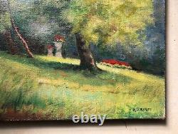 Ancient Tableau Signed by Marguerite Dorbritz, Park, Oil on Canvas, Painting, 20th Century