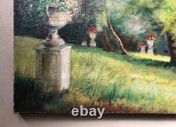 Ancient Tableau Signed by Marguerite Dorbritz, Park, Oil on Canvas, Painting, 20th Century