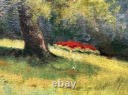 Ancient Tableau Signed by Marguerite Dorbritz, Park, Oil on Canvas, Painting, 20th Century