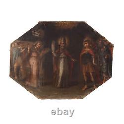 Ancient Tableau of Sacred Subject Oil on Canvas Italy 17th Century