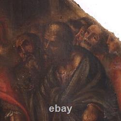 Ancient Tableau of Sacred Subject Oil on Canvas Italy 17th Century