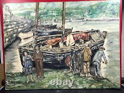 Ancient navy, oil on canvas, M. Guillet! Audierne around the Agres