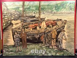Ancient navy, oil on canvas, M. Guillet! Audierne around the Agres