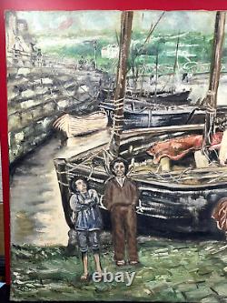 Ancient navy, oil on canvas, M. Guillet! Audierne around the Agres