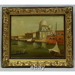 Ancient oil painting Landscape with a view of Venice 62x52 cm