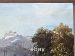 Ancient oil painting on canvas, Barbizon School 18th century signed NANJAC