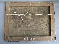 Ancient oil painting on canvas, Barbizon School 18th century signed NANJAC