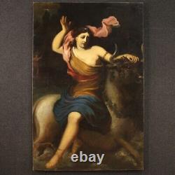 Ancient oil painting on canvas: The abduction of mythological Europe 600