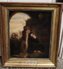 Ancient oil painting on canvas from the 18th century