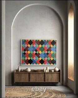 Ancient painting abstract cubic oil signed Dominique Cagninacci Corsican painter