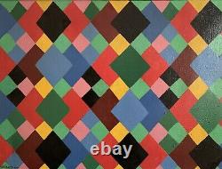 Ancient painting abstract cubic oil signed Dominique Cagninacci Corsican painter