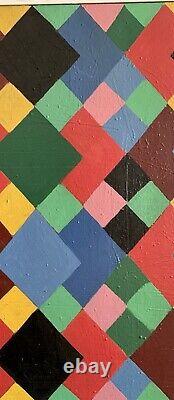 Ancient painting abstract cubic oil signed Dominique Cagninacci Corsican painter