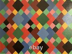 Ancient painting abstract cubic oil signed Dominique Cagninacci Corsican painter