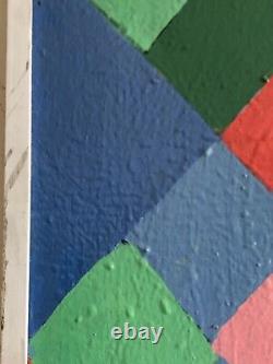 Ancient painting abstract cubic oil signed Dominique Cagninacci Corsican painter