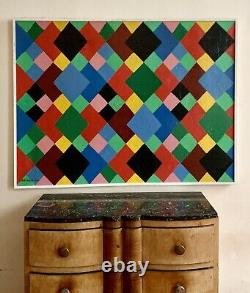 Ancient painting abstract cubic oil signed Dominique Cagninacci Corsican painter