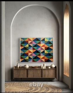 Ancient painting abstract cubic oil signed Dominique Cagninacci Corsican painter
