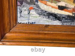 Ancient painting by Pierre MONETEAU, oil on panel, Port of La Rochelle, signed