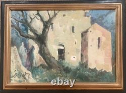 Ancient painting oil landscape fauvism animated signed Gérard Locardi XX
