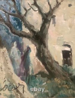 Ancient painting oil landscape fauvism animated signed Gérard Locardi XX