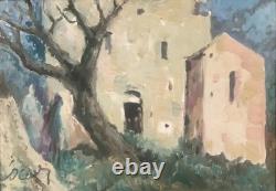 Ancient painting oil landscape fauvism animated signed Gérard Locardi XX